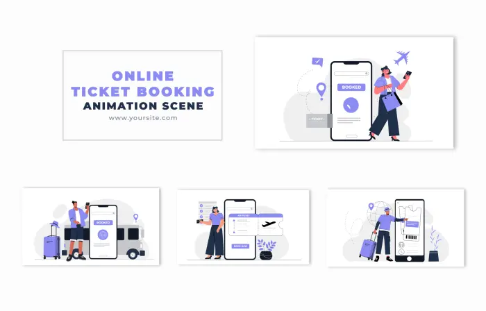 Vector 2D Online Ticketing Animation Scene